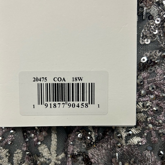 Mac Duggal 20475 Gray Puff Sleeve Glitter Embellished Dress - Picture 12 of 12